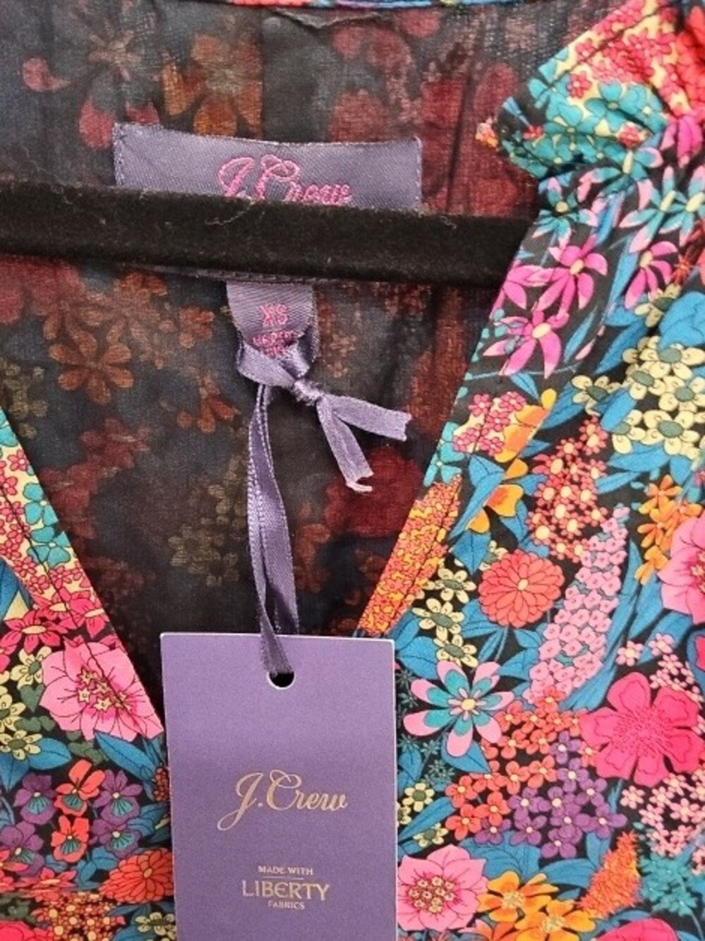 J. Crew Multicolor Floral V-Neck Dress (Pink, Blue, Orange) - Picture 2 of 2